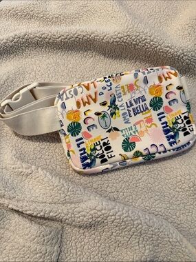 Colorful Graphic Belt Bag - White Base with Multicolor Print
